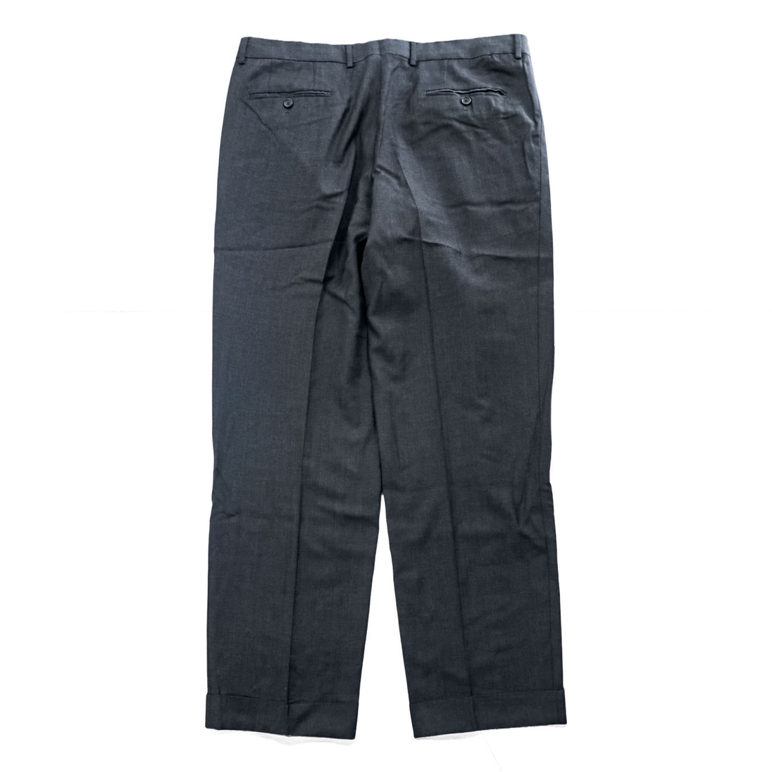 HUGO BOSS タック スラックス パンツ L グレー ダブルカフス センタープレス