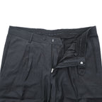 HUGO BOSS タック スラックス パンツ L グレー ダブルカフス センタープレス
