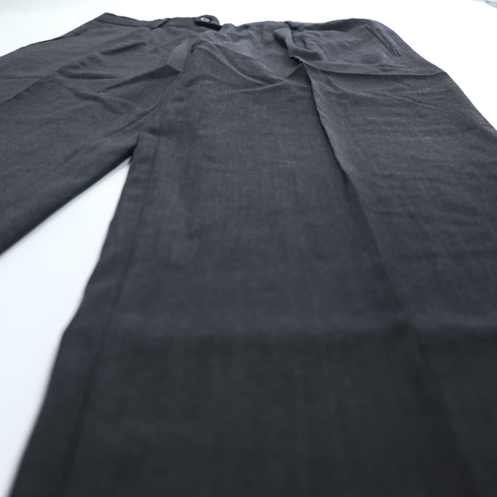 HUGO BOSS タック スラックス パンツ L グレー ダブルカフス センタープレス