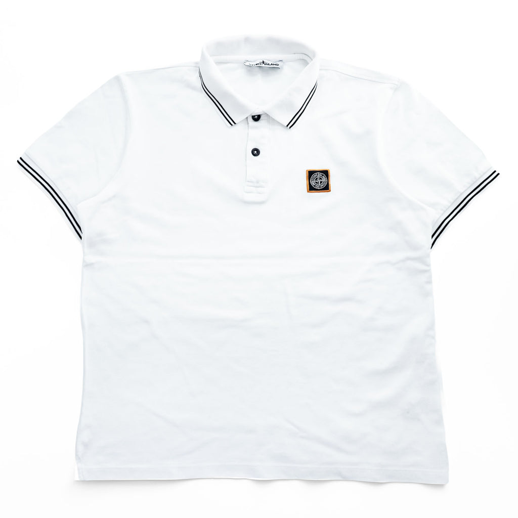 STONE ISLAND Pique Polo Shirt Made in Turkey White XL Small Logo