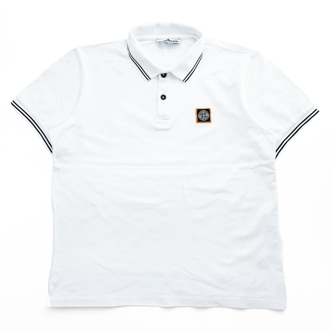 STONE ISLAND Pique Polo Shirt Made in Turkey White XL Small Logo