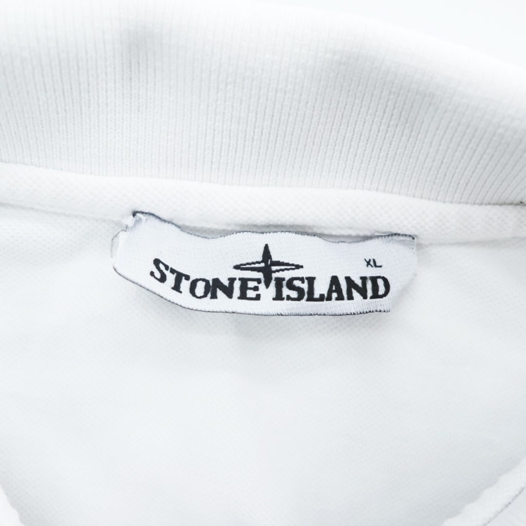 STONE ISLAND Pique Polo Shirt Made in Turkey White XL Small Logo