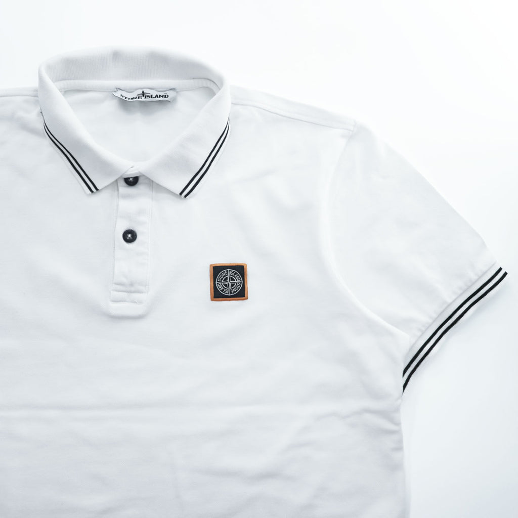 STONE ISLAND Pique Polo Shirt Made in Turkey White XL Small Logo