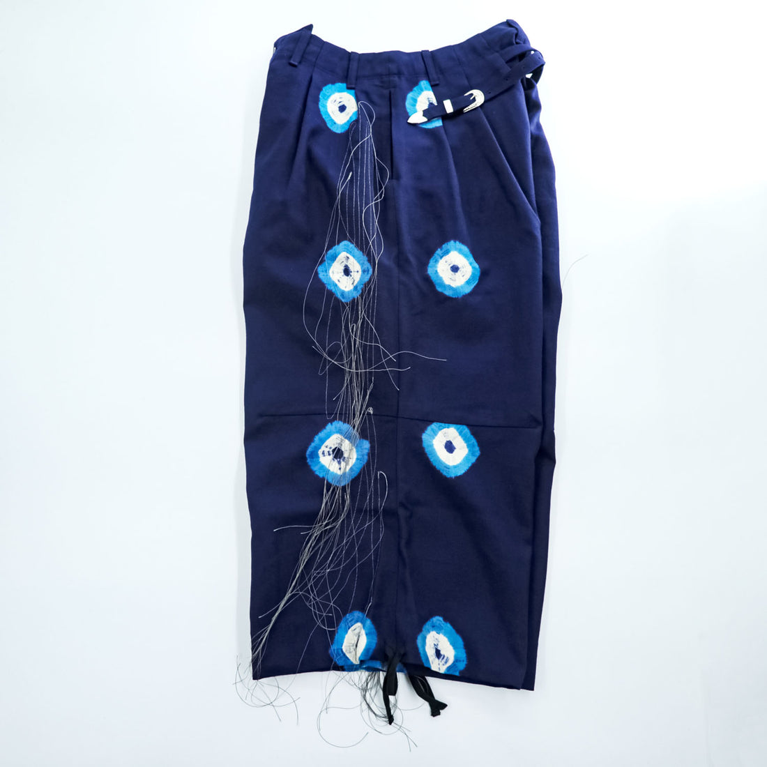 Leh Wide Pants Balloon Pants S Navy, Indigo Blue tie dye X BAND WIDE SLACKS Romantic Metal Buckle Belt