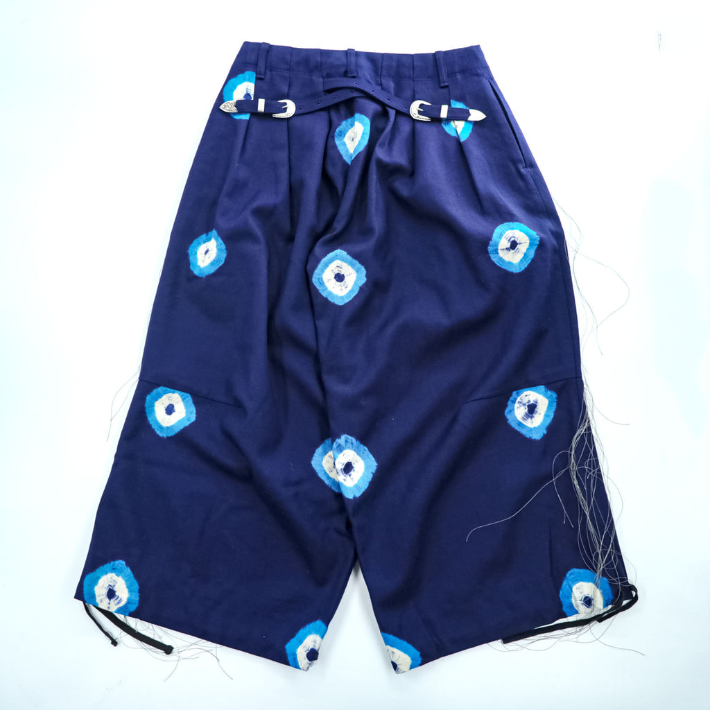 Leh Wide Pants Balloon Pants S Navy, Indigo Blue tie dye X BAND WIDE SLACKS Romantic Metal Buckle Belt