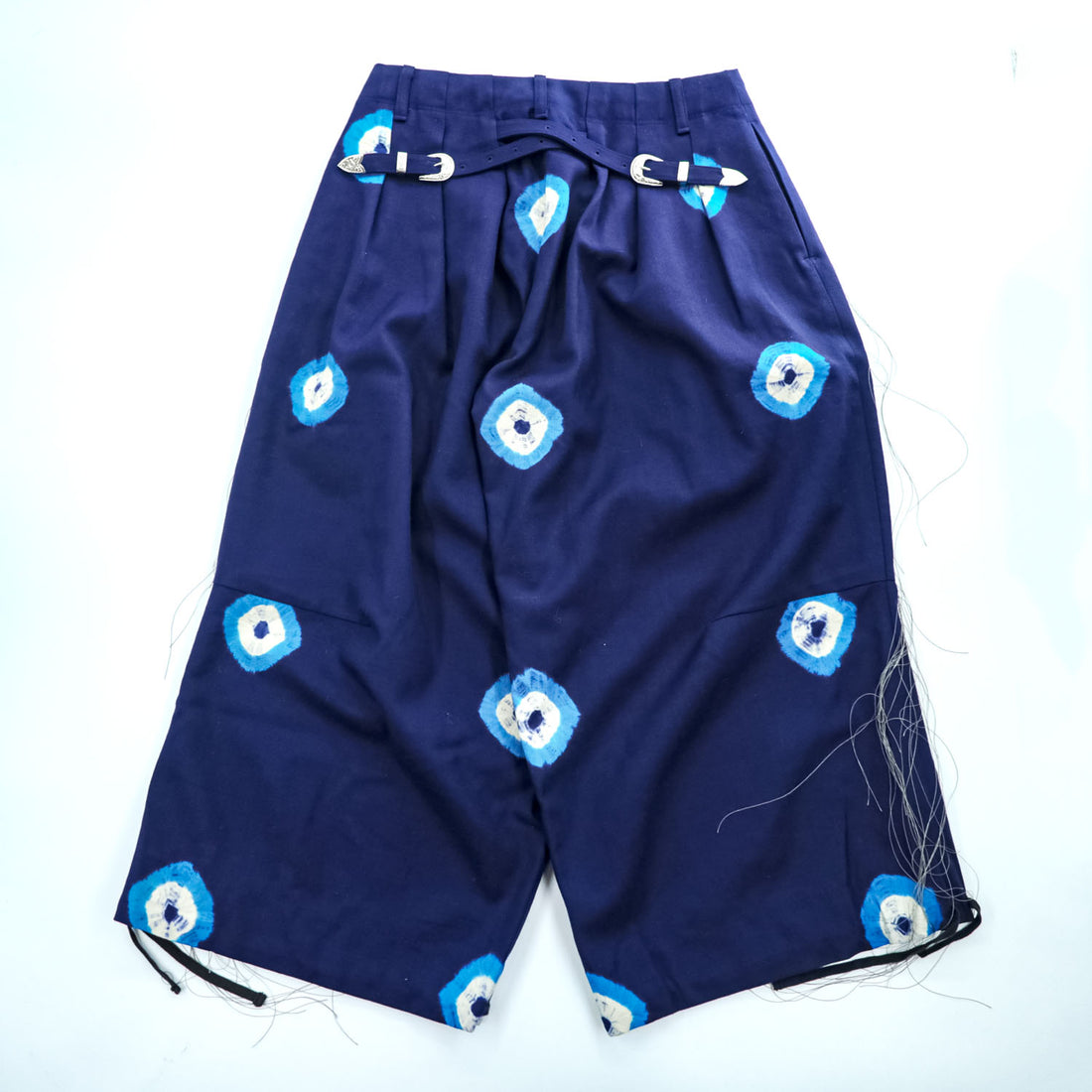 Leh Wide Pants Balloon Pants S Navy, Indigo Blue tie dye X BAND WIDE SLACKS Romantic Metal Buckle Belt