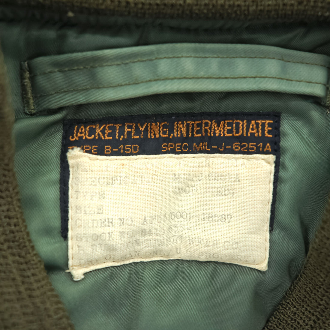 Buzz Rickson's Type B-15D Modified Flight Jacket MIL-J-6251A Sage Green Nylon Bomber