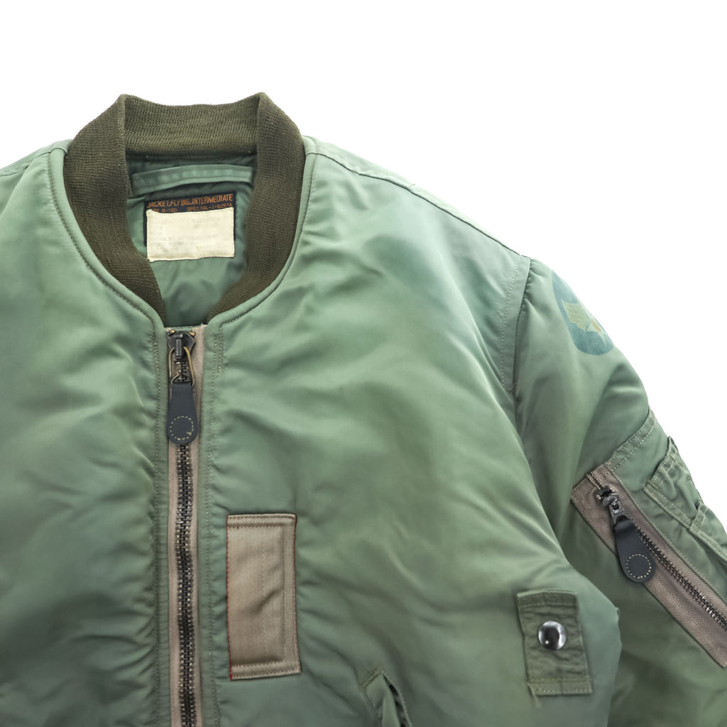 Buzz Rickson's Type B-15D Modified Flight Jacket MIL-J-6251A Sage Green Nylon Bomber