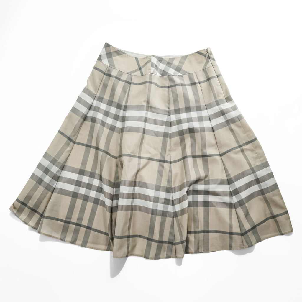 BURBERRY 日本製 ノバチェック スカート M ベージュ タック プリーツ FXD60-056-40
