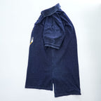 Polo Ralph Lauren 90年代 ヴィンテージ加工 鹿の子 ポロシャツ CUSTOM FIT インディゴ 刺繍 龍 漢字