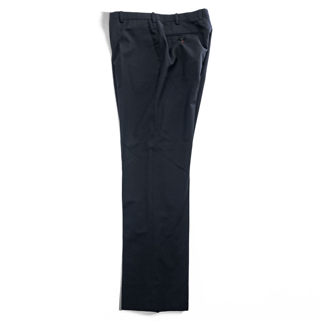 BURBERRY BLACK LABEL 日本製 スラックス パンツ L ダークネイビー ストライプ 羊毛 センタープレス