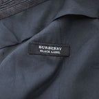 BURBERRY BLACK LABEL 日本製 スラックス パンツ L ダークネイビー ストライプ 羊毛 センタープレス