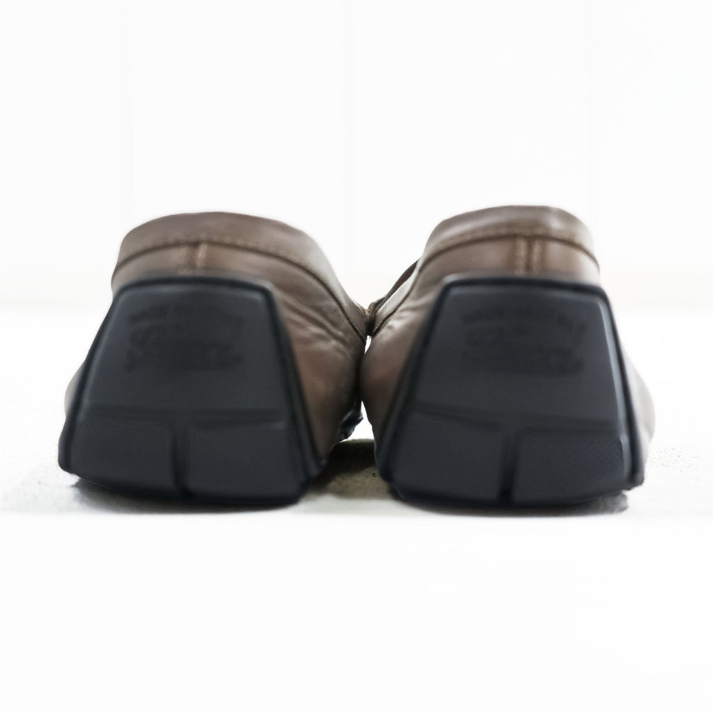 Gucci 466904 Micro Guccissima GG Embossed Leather Driving Loafers Brown Mens UK7 US8 Italy