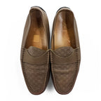 Gucci 466904 Micro Guccissima GG Embossed Leather Driving Loafers Brown Mens UK7 US8 Italy