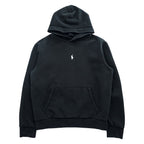 Polo Ralph Lauren プルオーバー パーカー M ブラック センター スモールポニー ロゴ 刺繍 カンガルーポケット