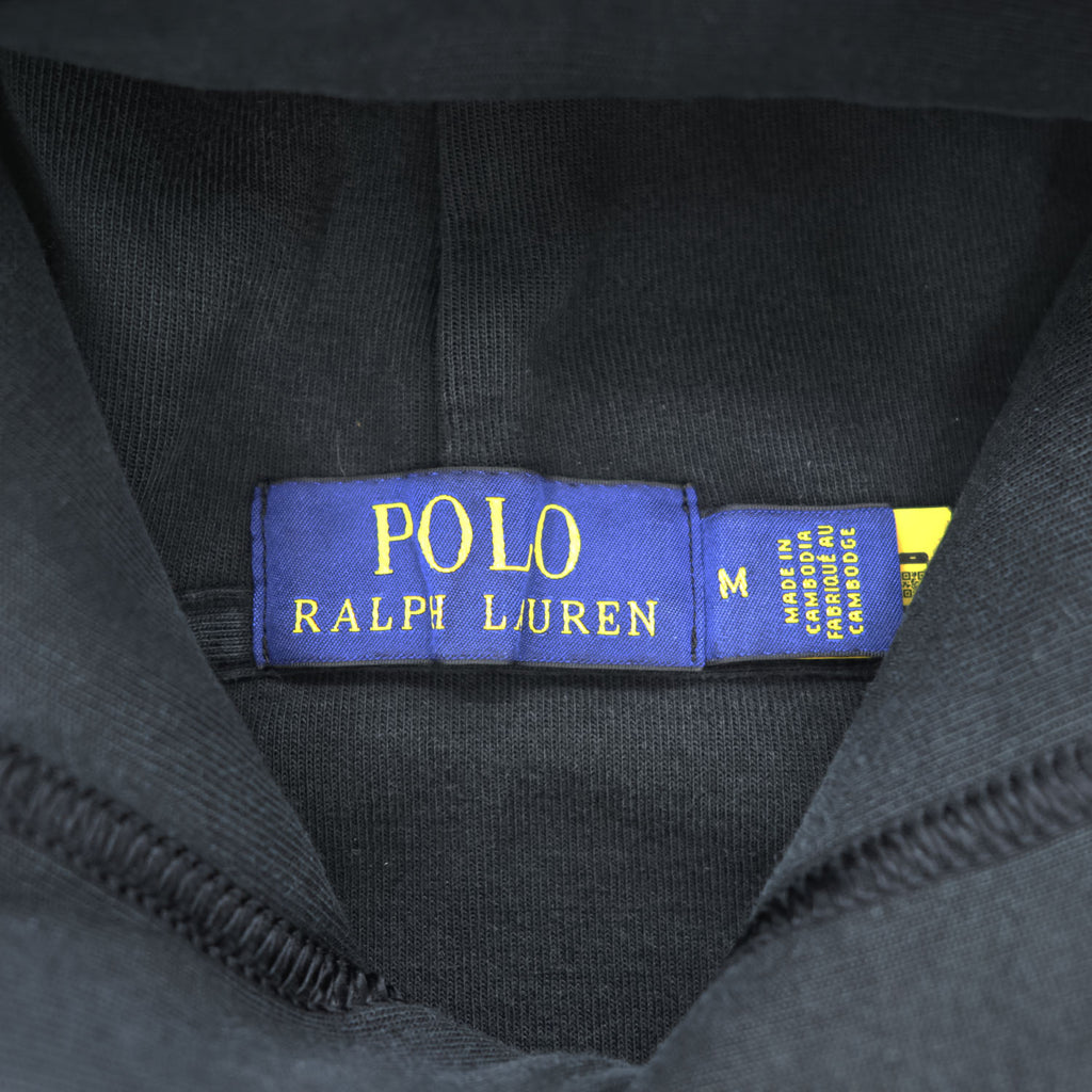 Polo Ralph Lauren プルオーバー パーカー M ブラック センター スモールポニー ロゴ 刺繍 カンガルーポケット