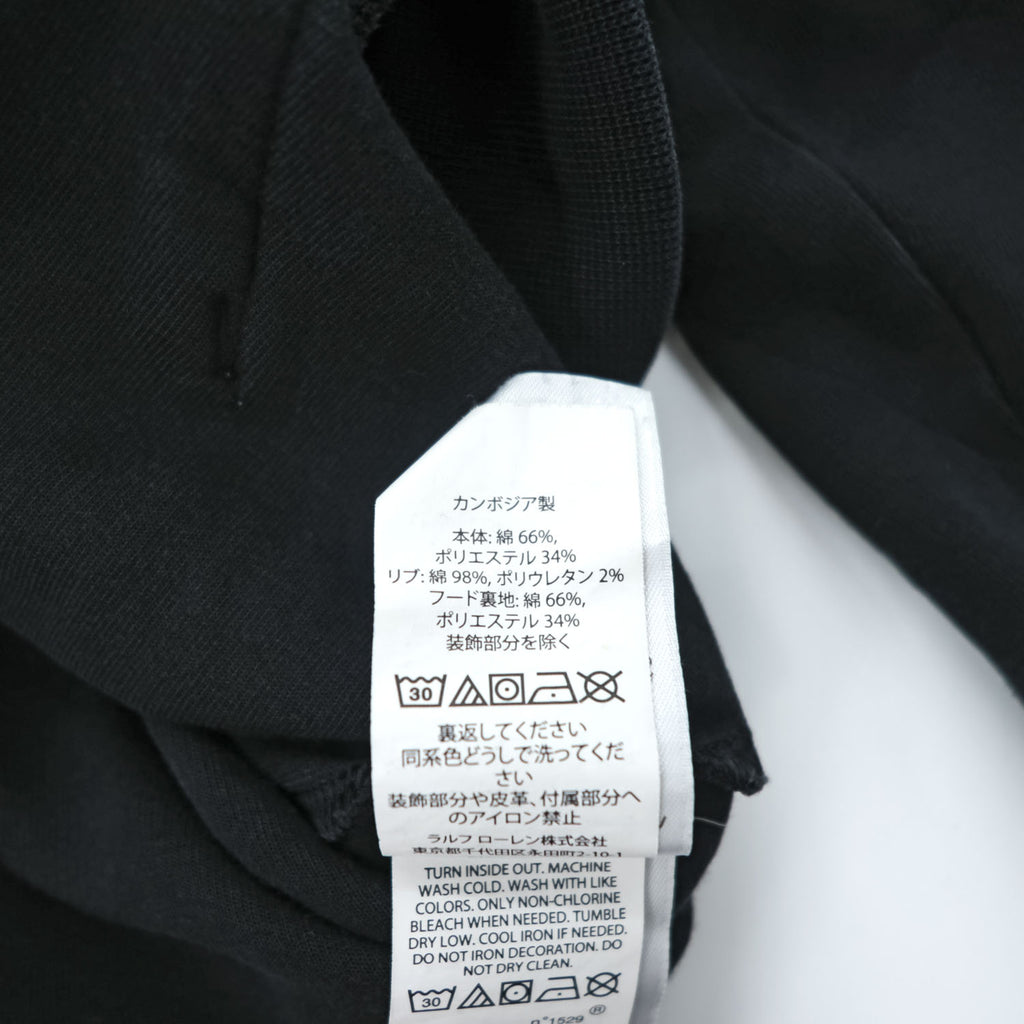 Polo Ralph Lauren プルオーバー パーカー M ブラック センター スモールポニー ロゴ 刺繍 カンガルーポケット