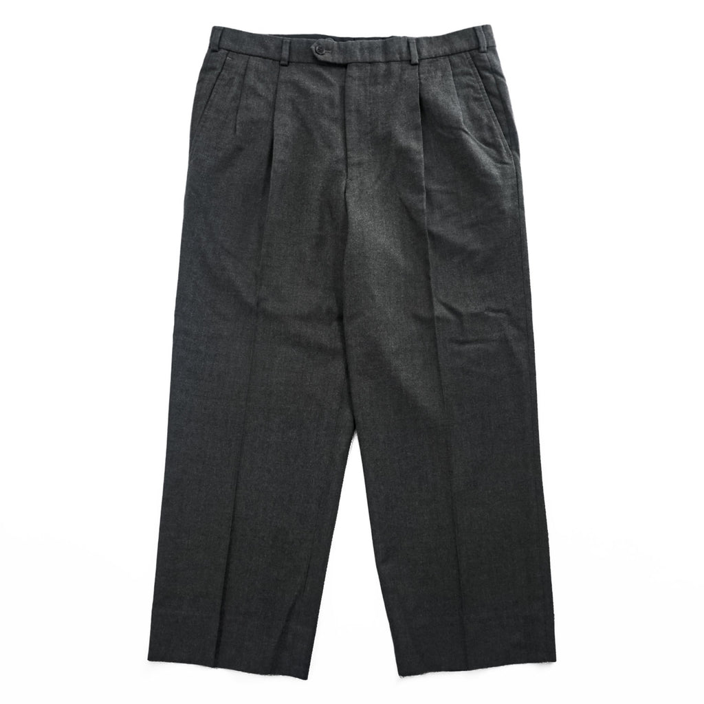 Brooks Brothers 2タック ワイド スラックス パンツ L センタープレス チャコールグレー プリーツ サスペンダーボタン