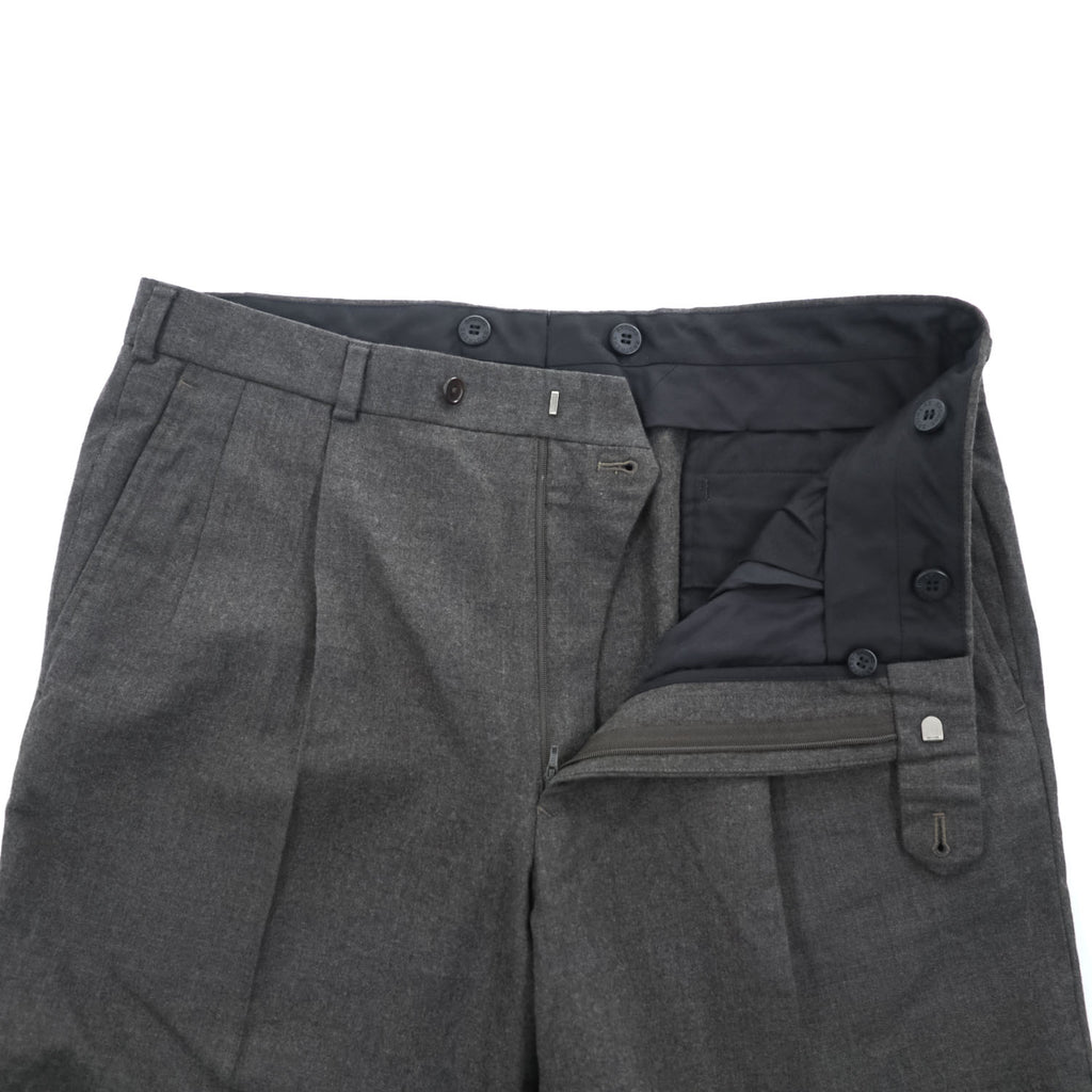 Brooks Brothers 2タック ワイド スラックス パンツ L センタープレス チャコールグレー プリーツ サスペンダーボタン