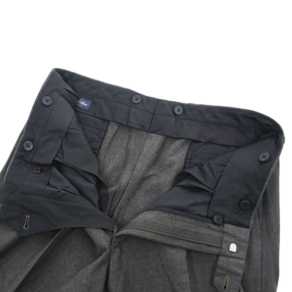 Brooks Brothers 2タック ワイド スラックス パンツ L センタープレス チャコールグレー プリーツ サスペンダーボタン