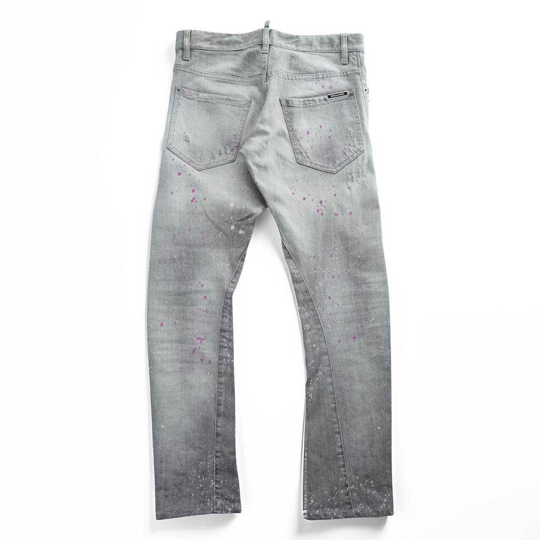 DSQUARED2 Sexy Twist Jeans Grey Paint Splatter Distressed Stretch Denim Made in Italy Mens IT42