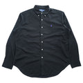 Ralph Lauren 90年代 ヴィンテージ 長袖 ボタンダウンシャツ XL ブラック CLASSIC FIT シルク混 スモールポニー ロゴ 刺繍