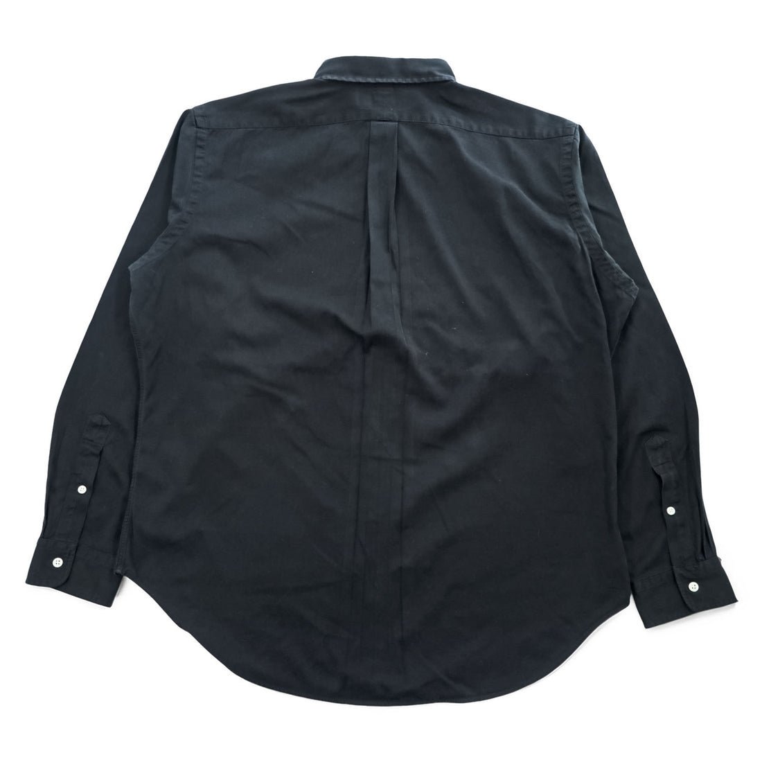 Ralph Lauren 90年代 ヴィンテージ 長袖 ボタンダウンシャツ XL ブラック CLASSIC FIT シルク混 スモールポニー ロゴ 刺繍