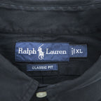 Ralph Lauren 90年代 ヴィンテージ 長袖 ボタンダウンシャツ XL ブラック CLASSIC FIT シルク混 スモールポニー ロゴ 刺繍