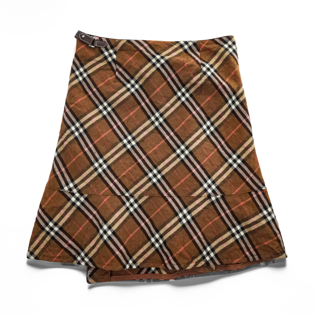 BURBERRY LONDON BLUE LABEL ノバチェック ラップ スカート S ブラウン FLF74-520 三陽商会