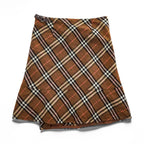 BURBERRY LONDON BLUE LABEL ノバチェック ラップ スカート S ブラウン FLF74-520 三陽商会