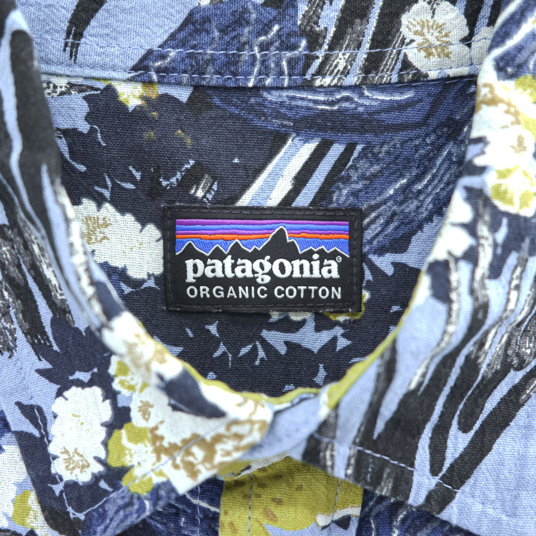 Patagonia ステアーズマンシャツ アロハシャツ 半袖オーガニックコットンシャツ S ブルー 総柄 STY52931SP17