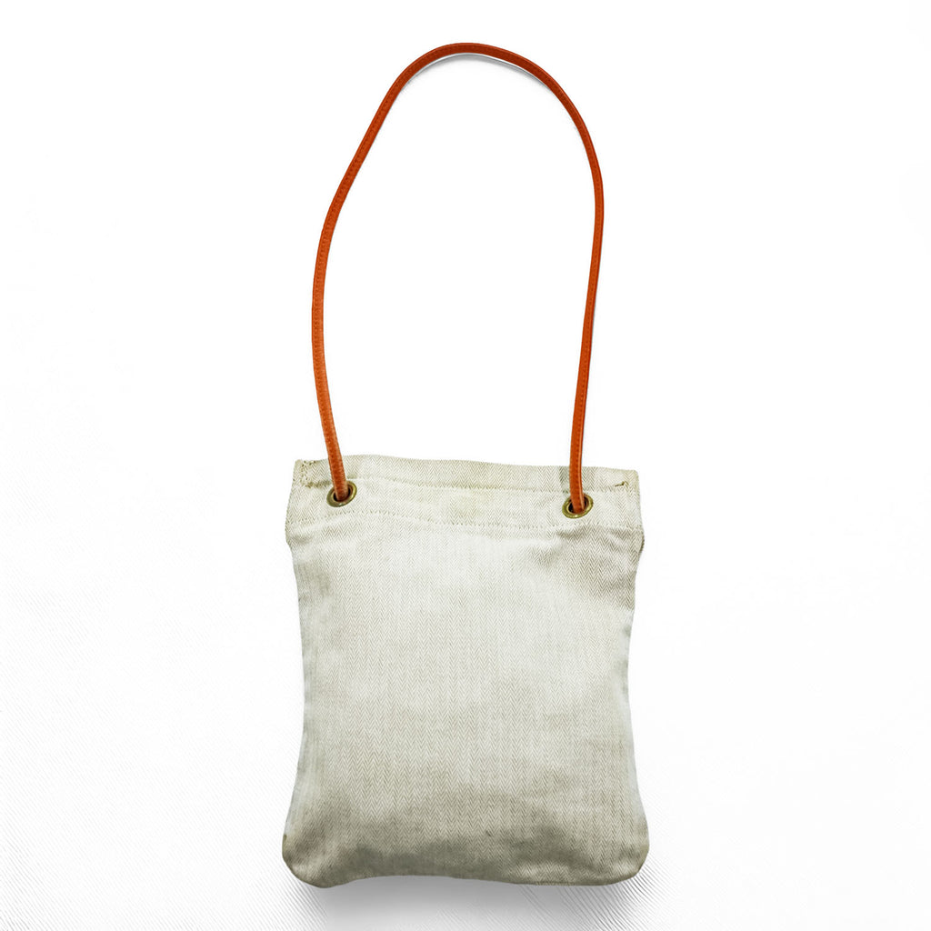 Hermes Aline PM Canvas Leather Shoulder Bag Toile Chevron Ivory Orange Sellier Paris France