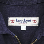 90年代 USA製 ヴィンテージ ハーフジップ ビッグプルオーバー 半袖シャツ L ネイビー KNOCKOUT JEANS