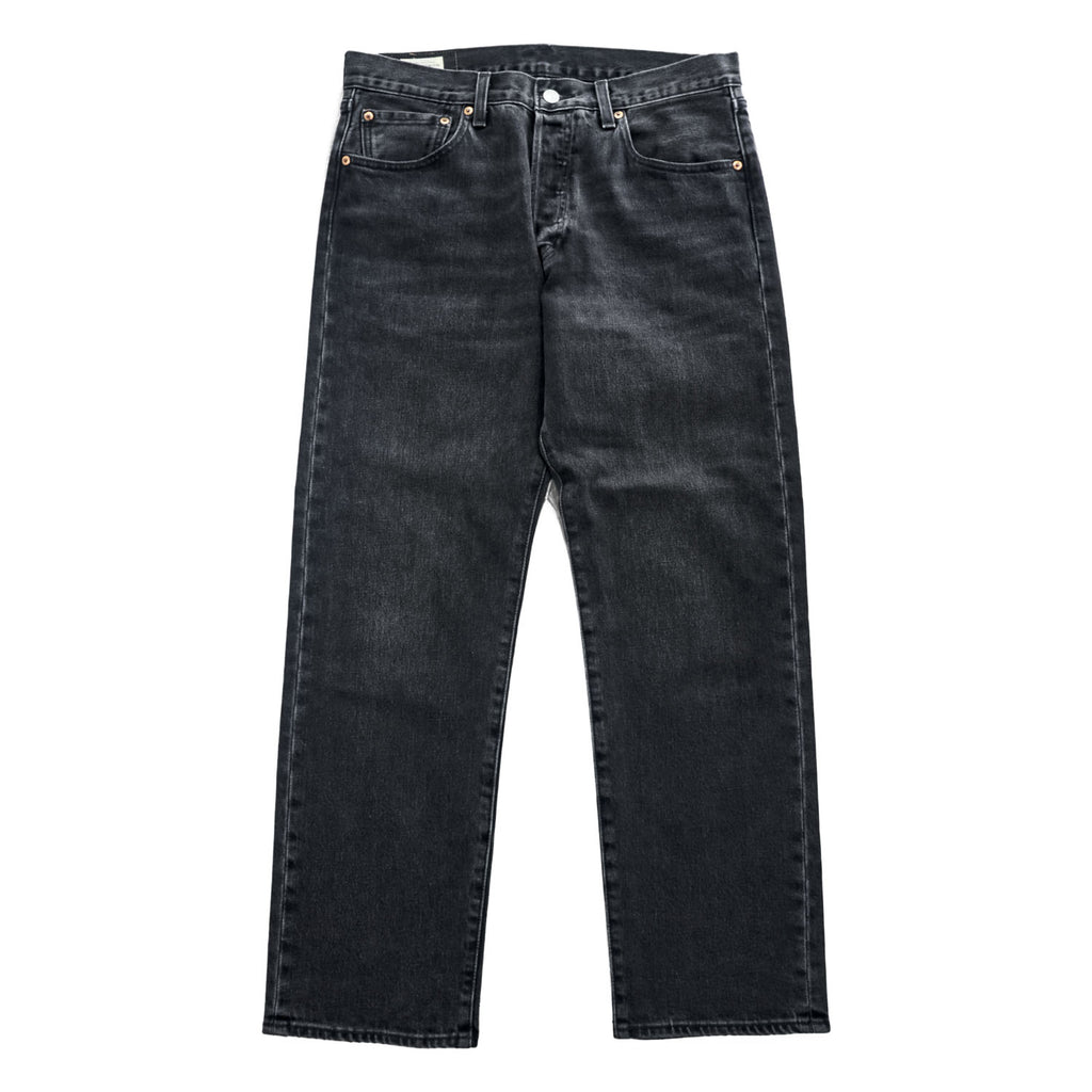 Levi Strauss denim jeans, size M, black, 501 '93 CROP JEANS, Big E, leather patch, button fly, PREMIUM, 29098-0000