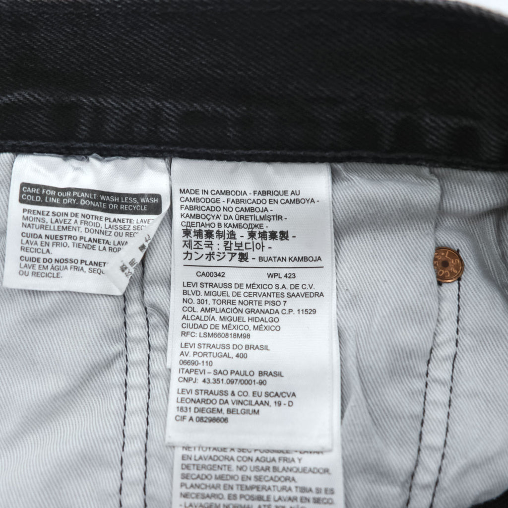 Levi Strauss denim jeans, size M, black, 501 '93 CROP JEANS, Big E, leather patch, button fly, PREMIUM, 29098-0000