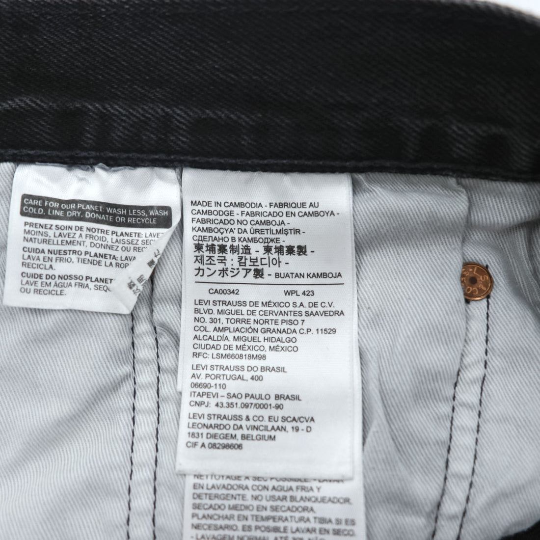 Levi Strauss denim jeans, size M, black, 501 '93 CROP JEANS, Big E, leather patch, button fly, PREMIUM, 29098-0000
