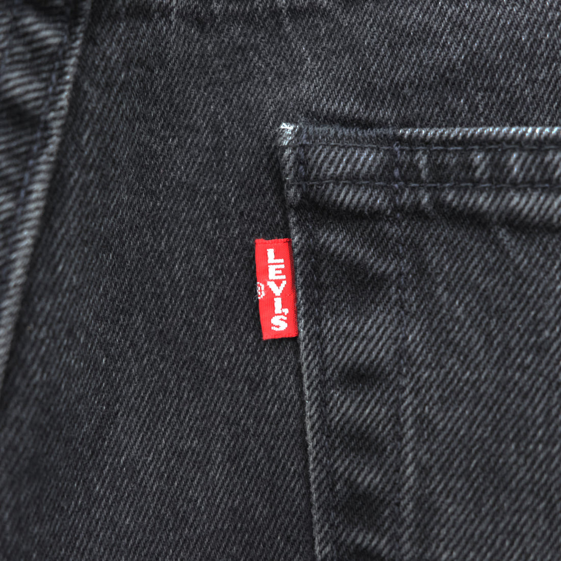 Levi Strauss denim jeans, size M, black, 501 '93 CROP JEANS, Big E, leather patch, button fly, PREMIUM, 29098-0000