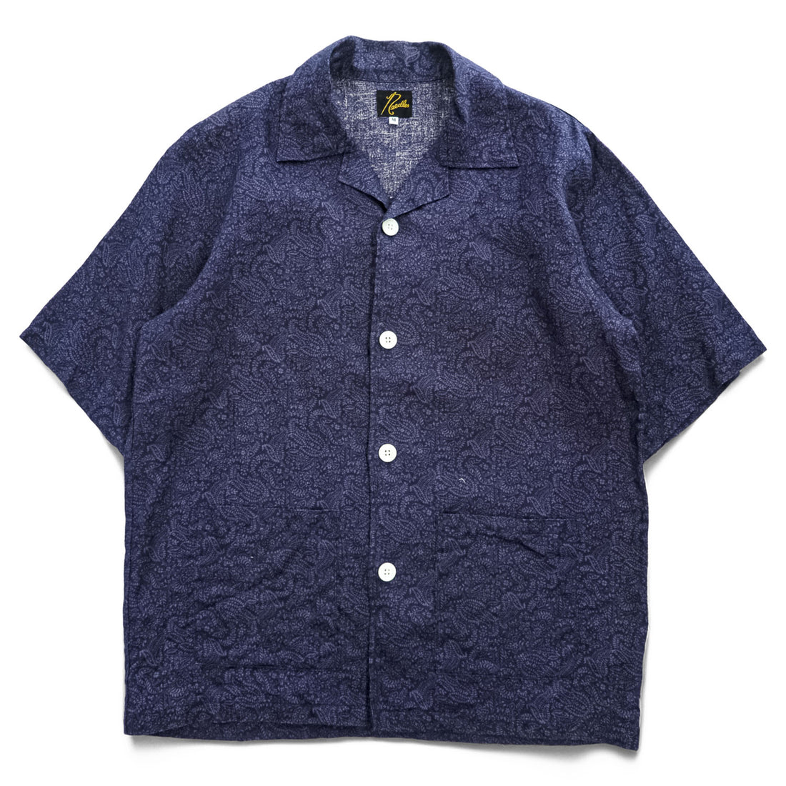 Needles カバナシャツ Cabana Shirt オープンカラー 半袖 シャツ M ネイビー 総柄 ペイズリー 開襟 日本製