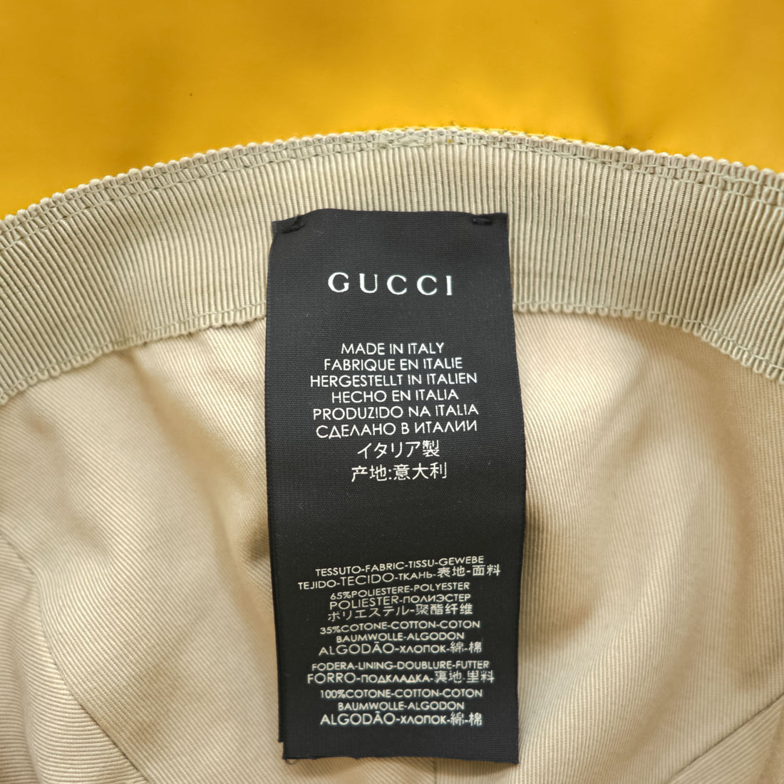 GUCCI イタリア製 Plaid Rain Hat レインハット 2WAY バケットハット イエロー コーティング 防水 08.338.986/0001-16