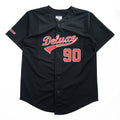 90年代 USA製 ヴィンテージ ベースボールシャツ 半袖シャツ XL ブラック TEAMWORK ATHLETIC APPAREL DELUXE ナンバリング