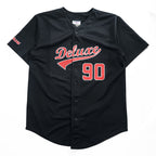 90年代 USA製 ヴィンテージ ベースボールシャツ 半袖シャツ XL ブラック TEAMWORK ATHLETIC APPAREL DELUXE ナンバリング