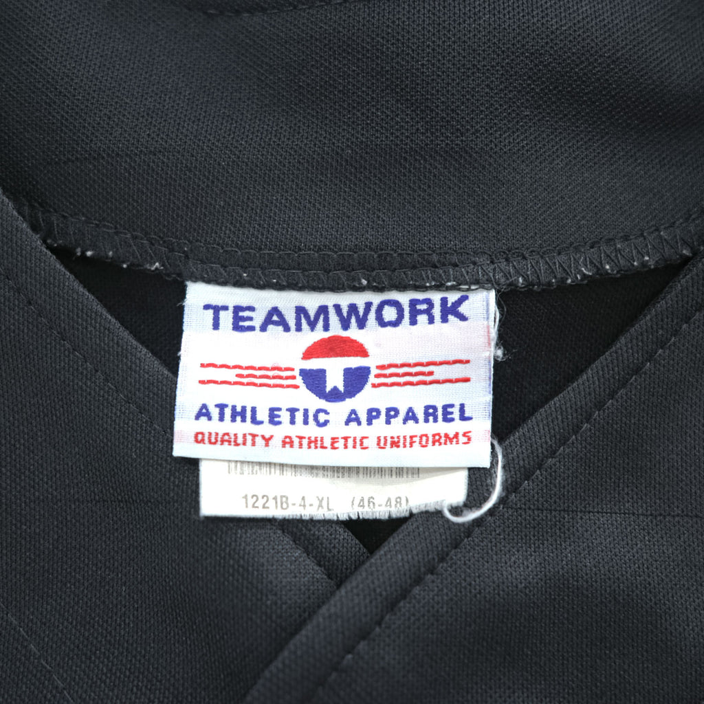 90年代 USA製 ヴィンテージ ベースボールシャツ 半袖シャツ XL ブラック TEAMWORK ATHLETIC APPAREL DELUXE ナンバリング