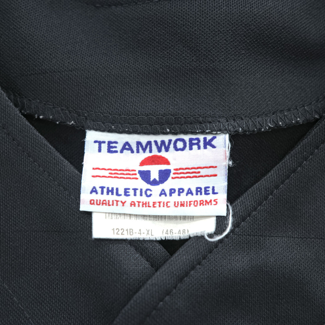 90年代 USA製 ヴィンテージ ベースボールシャツ 半袖シャツ XL ブラック TEAMWORK ATHLETIC APPAREL DELUXE ナンバリング