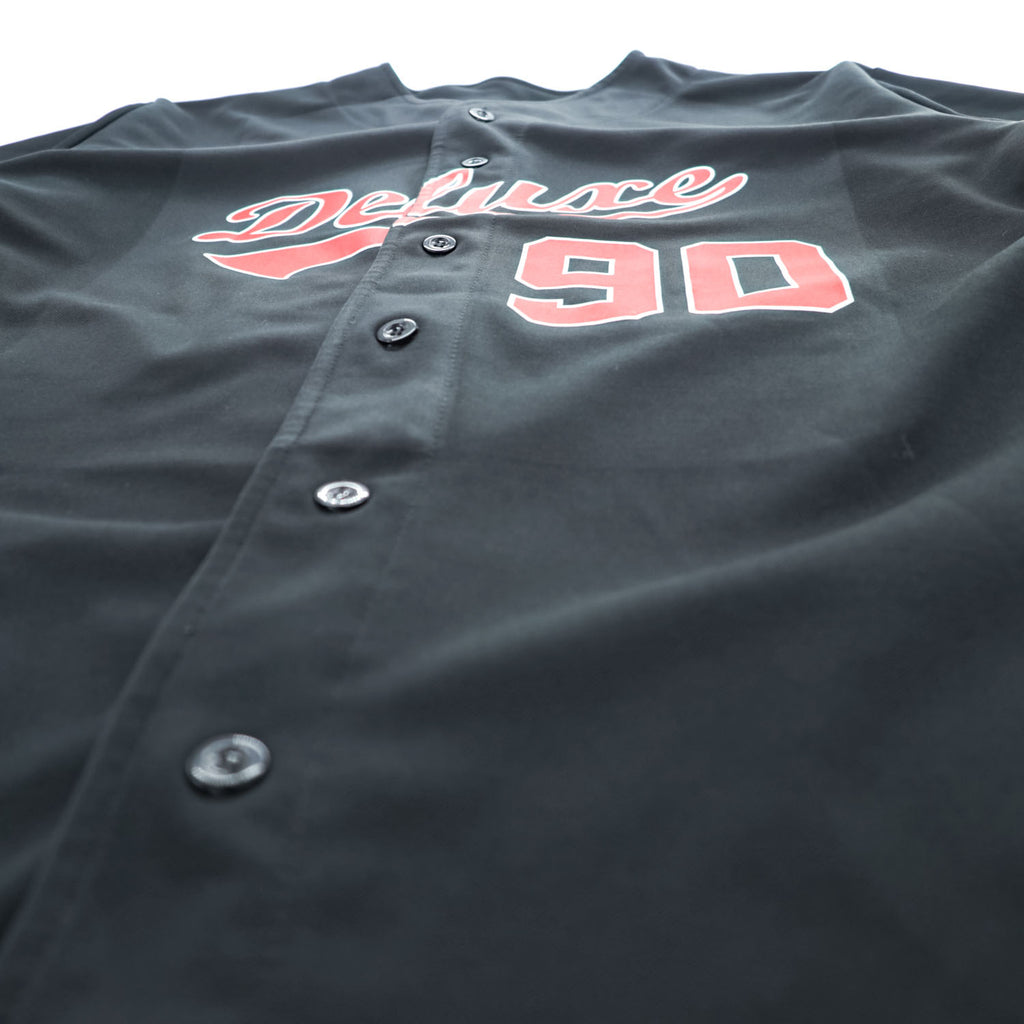 90年代 USA製 ヴィンテージ ベースボールシャツ 半袖シャツ XL ブラック TEAMWORK ATHLETIC APPAREL DELUXE ナンバリング