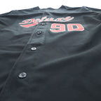 90年代 USA製 ヴィンテージ ベースボールシャツ 半袖シャツ XL ブラック TEAMWORK ATHLETIC APPAREL DELUXE ナンバリング