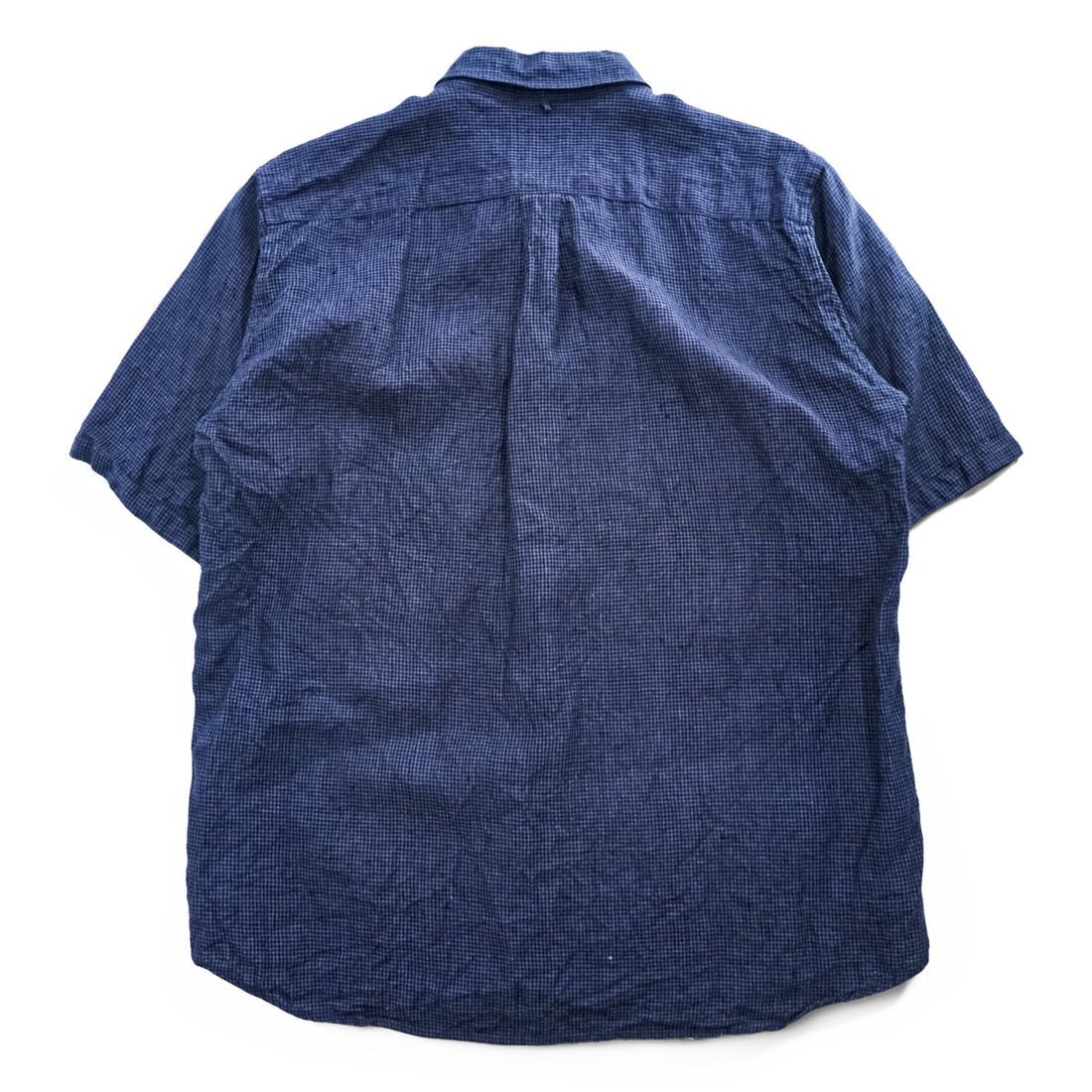 BELGIAN LINEN FABRIC 半袖 ベルギーリネンシャツ XL 麻100% チェック ボタンダウン B:MING LIFE STORE by BEAMS 92-01-0090-277 19S-BB253