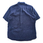 BELGIAN LINEN FABRIC 半袖 ベルギーリネンシャツ XL 麻100% チェック ボタンダウン B:MING LIFE STORE by BEAMS 92-01-0090-277 19S-BB253