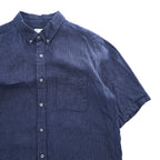 BELGIAN LINEN FABRIC 半袖 ベルギーリネンシャツ XL 麻100% チェック ボタンダウン B:MING LIFE STORE by BEAMS 92-01-0090-277 19S-BB253