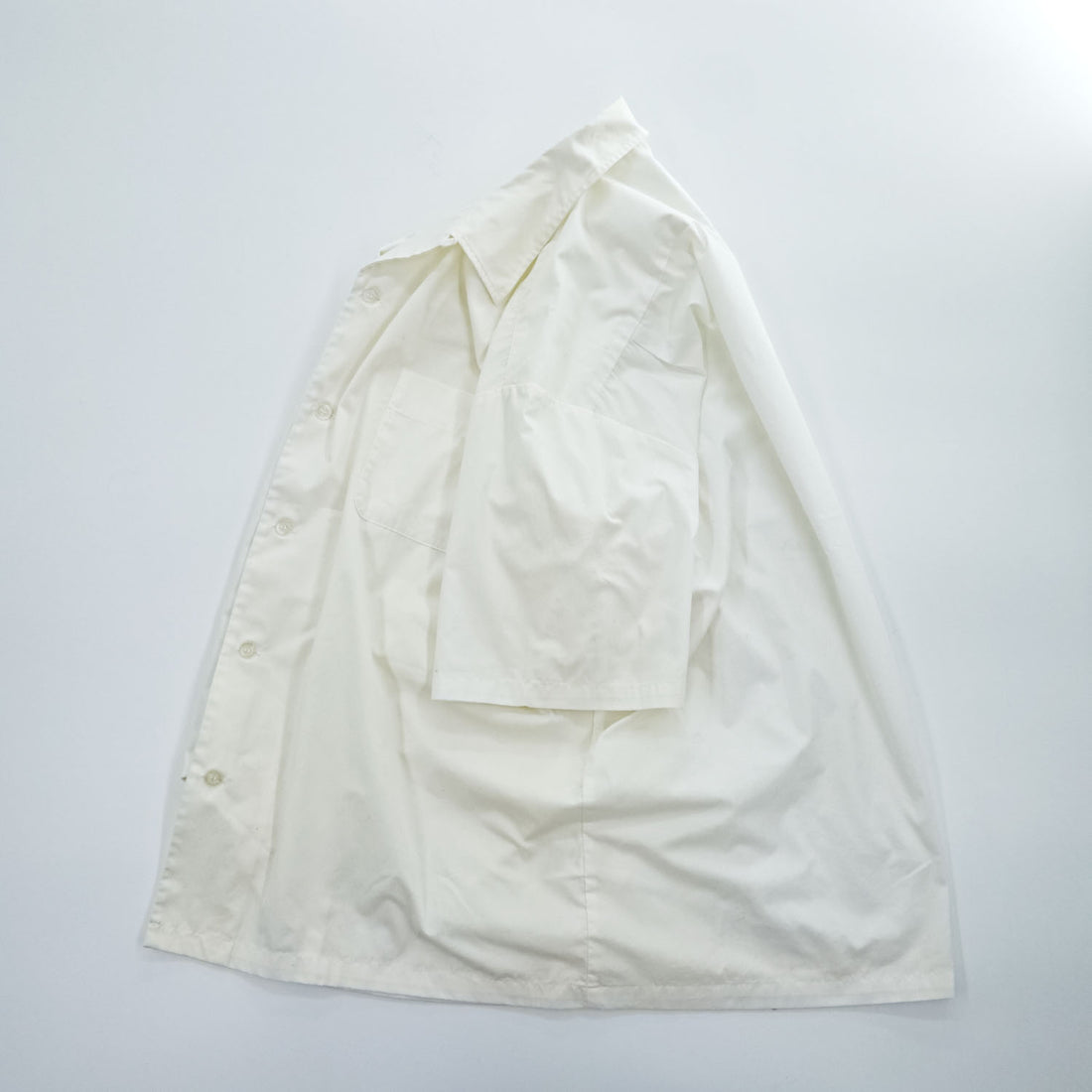 PERMA PREST オープンカラー 半袖シャツ L ホワイト 開襟 ボックス 65/35 ポリコットン