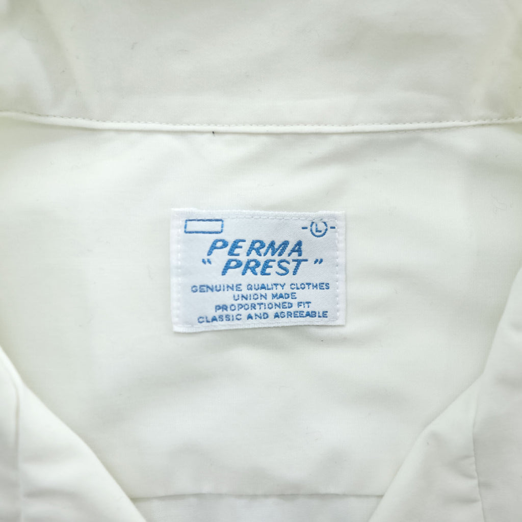 PERMA PREST オープンカラー 半袖シャツ L ホワイト 開襟 ボックス 65/35 ポリコットン